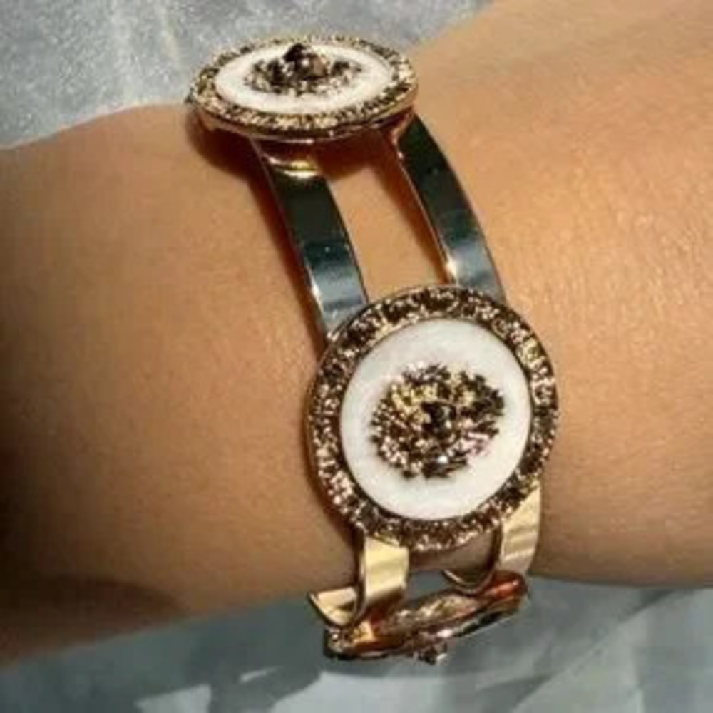 Gold Lion Medallion Bracelet C Designer Inspired Statement Jewelry